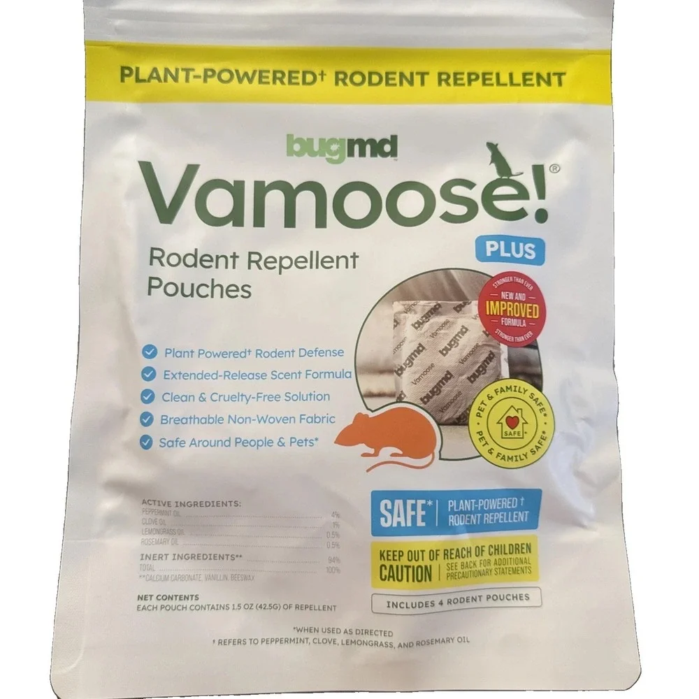 BugMD Vamoose! PLUS - Rodent Repellent Pouches 4 Pouches Plant-Powered
